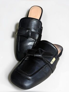 Rare Alfani Black Bow Loafer Mule Flats Women’s Size 8